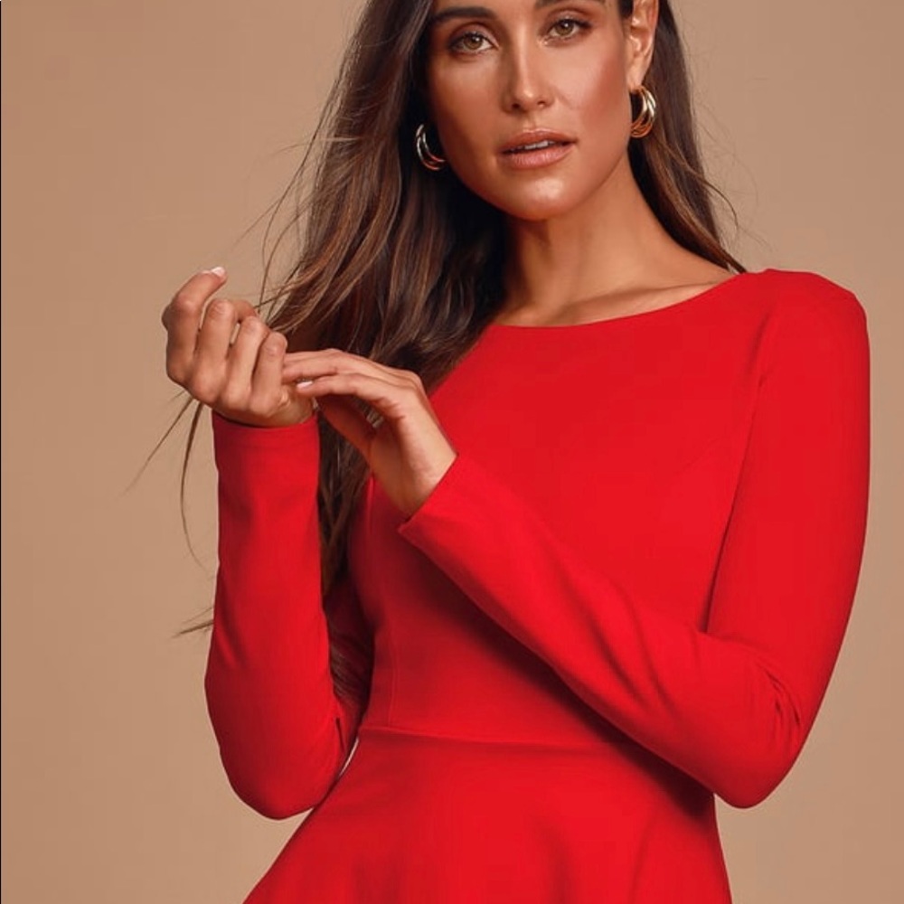 Forever Chic Red Long Sleeve Dress